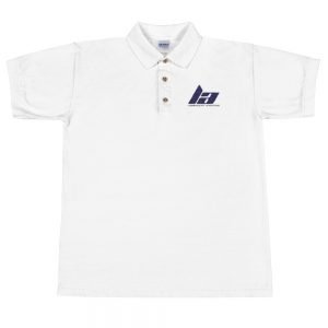 LA White Embroidered Polo Shirt